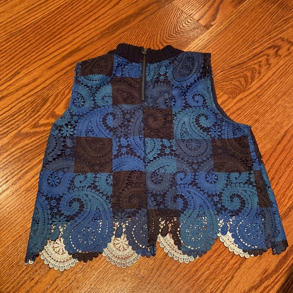 EUC Sea New York lace blue top cropped 0 XS - Picture 6 of 8